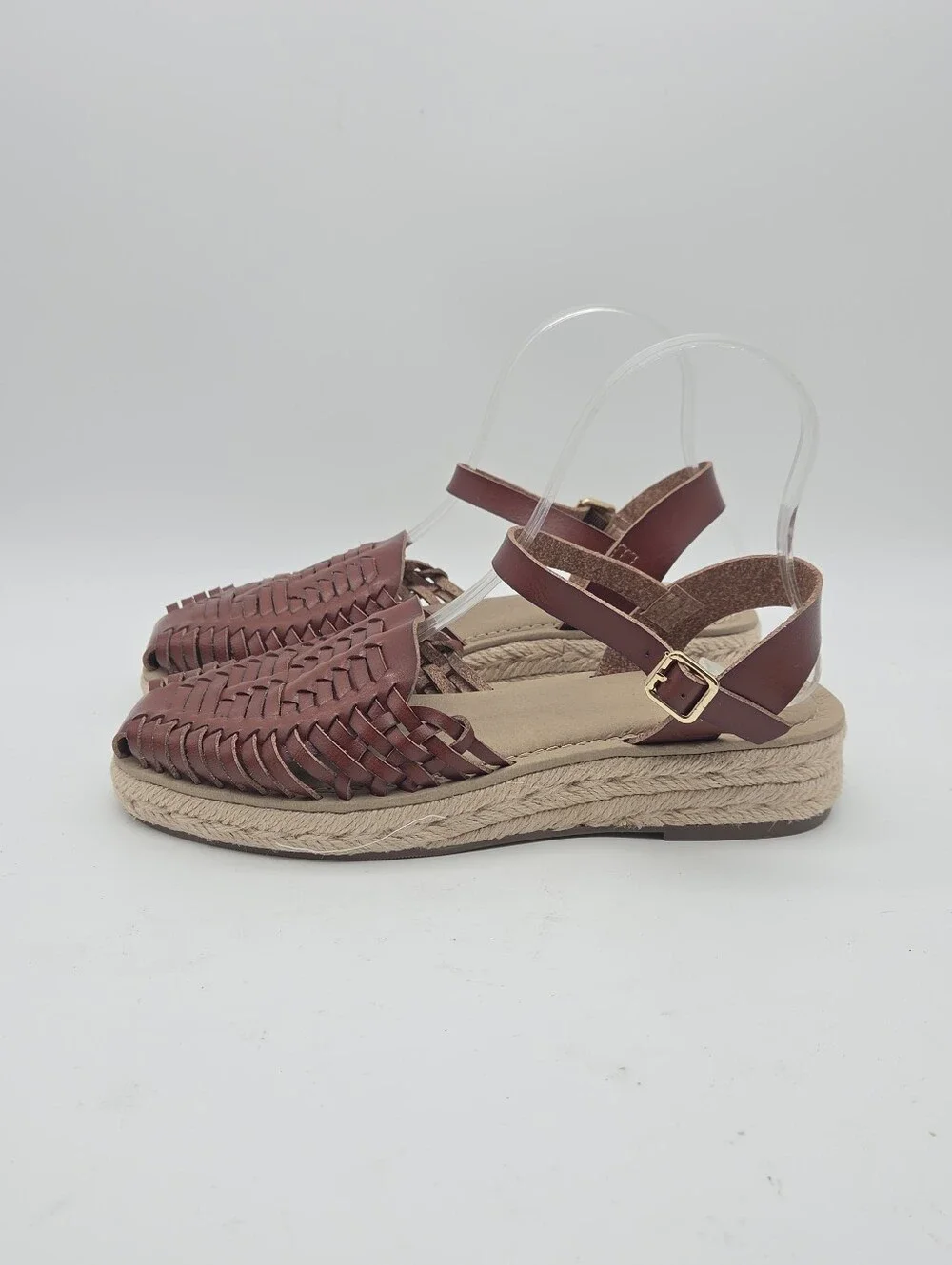 NEW MIA Eshani Cognac Leather Mule Espadrille Sandals Huarache Size 7.5 - Picture 3 of 9